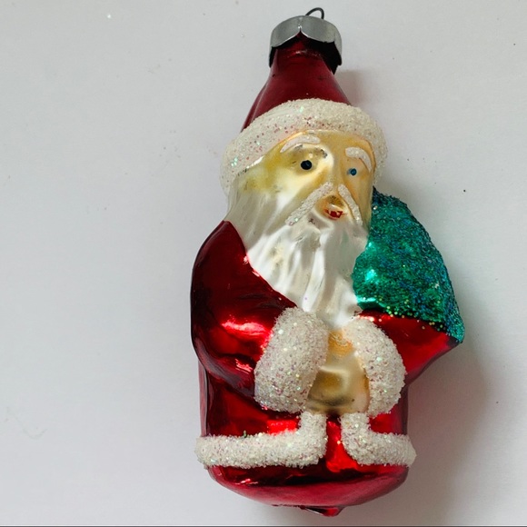 Other - Vintage Glass Ornament Small Santa Holding Tree